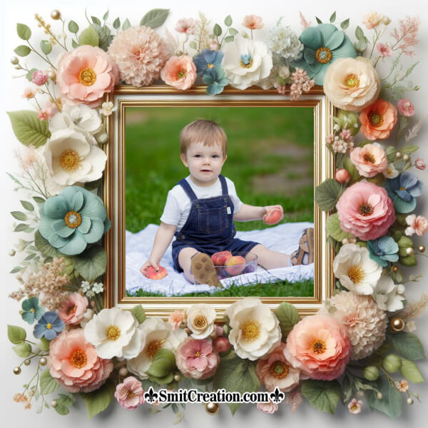 Baby Photo Frame With Flowers