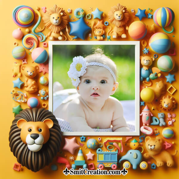 Baby Photo Frame With Lion Toy