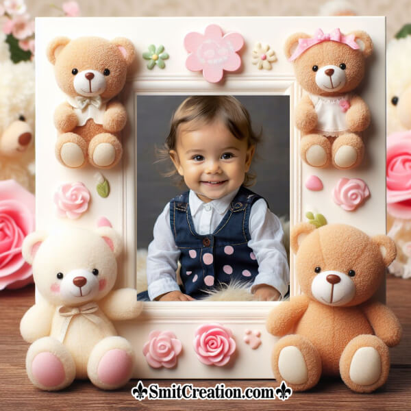 Beautiful Teddy Bear Photo Frame For Baby