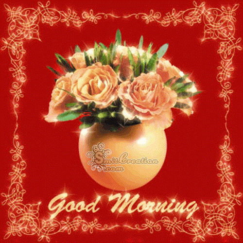 Good Morning Flowers Coffee Animated Gif Image - SmitCreation.com