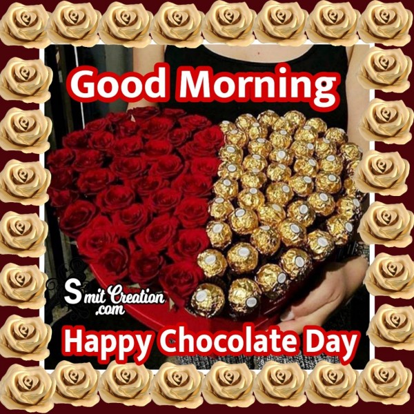 Good Morning Happy Chocolate Day Heart Bouquet - SmitCreation.com