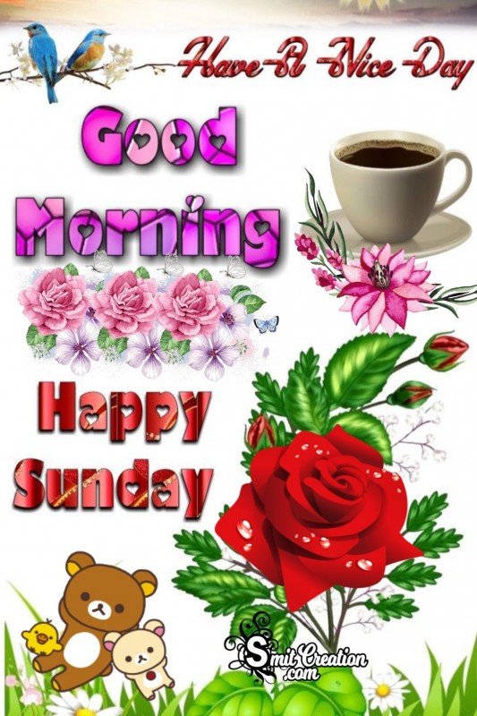 Good Morning Happy Sunday Card - SmitCreation.com