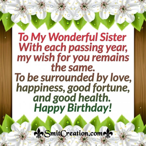 To My Beautiful Sister – Happy Birthday Card - SmitCreation.com