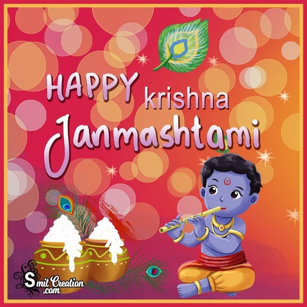 Cute Happy Krishna Janmashtami Image