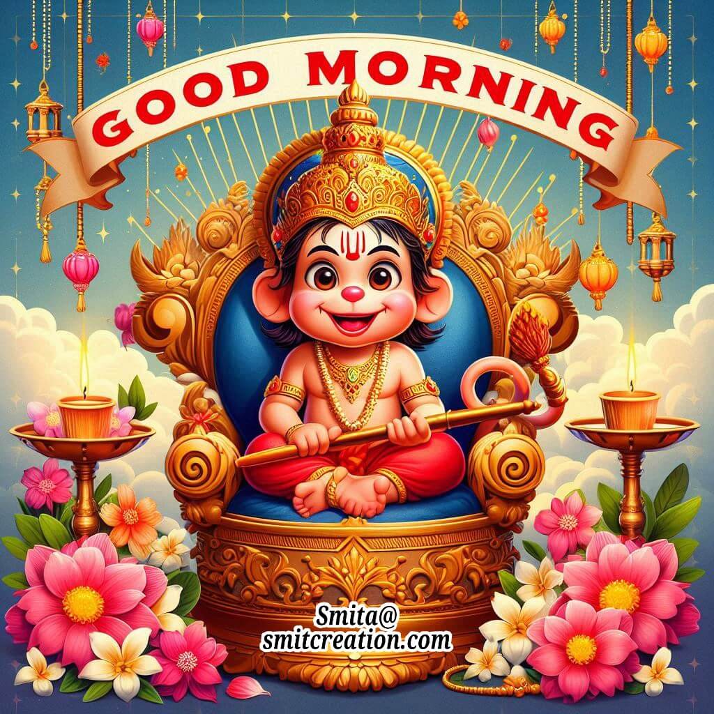 Baby Hanuman Ji Sitting Morning Picture