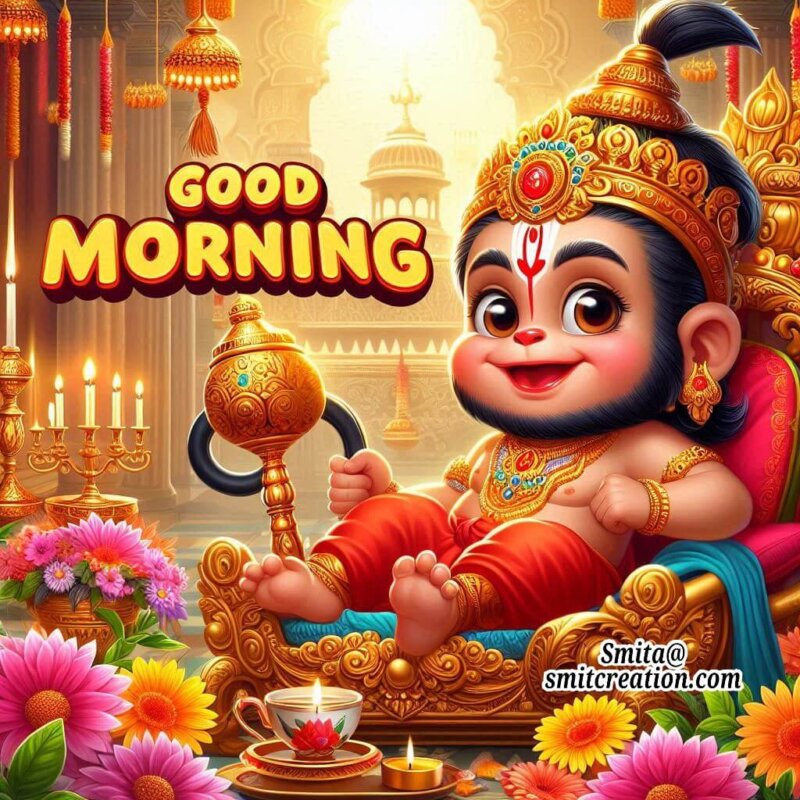 Bal Hanuman Ji Good Morning Photo With Flowers