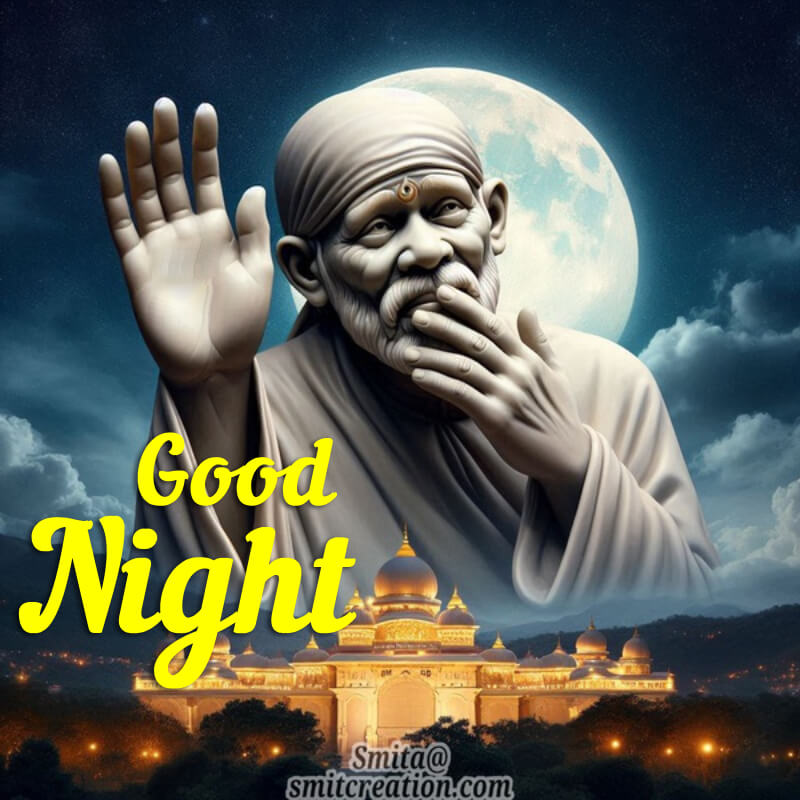 Sai Baba Good Night With Moon Image