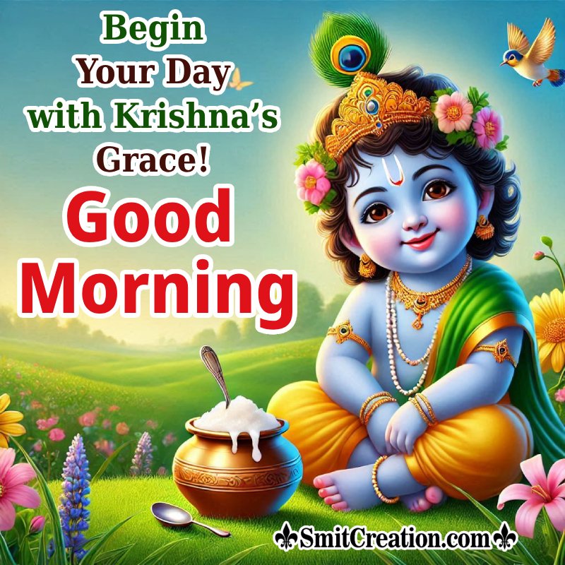 Bal Krishna Good Morning With Makhan Photo